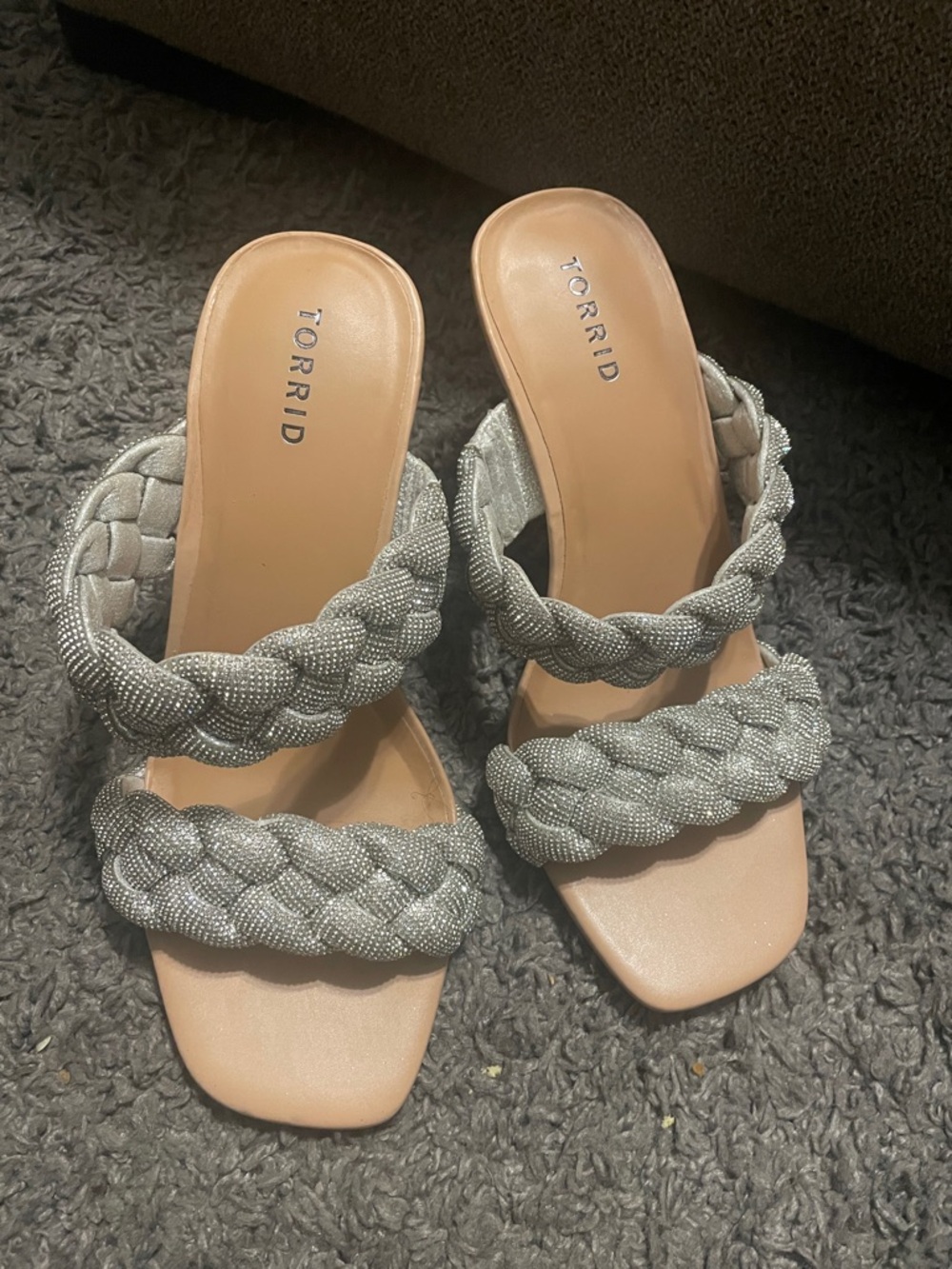 torrid Silver Braided Strap Mid-Heel Sandals - Picture 3 of 5